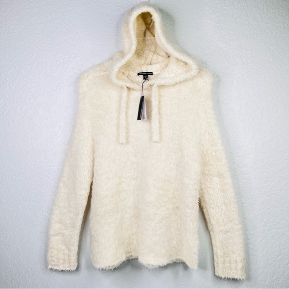 NWT James Perse Crème Fuzzy Wool Blend Sherpa Hooded Hoodie Sweater - Picture 16 of 16